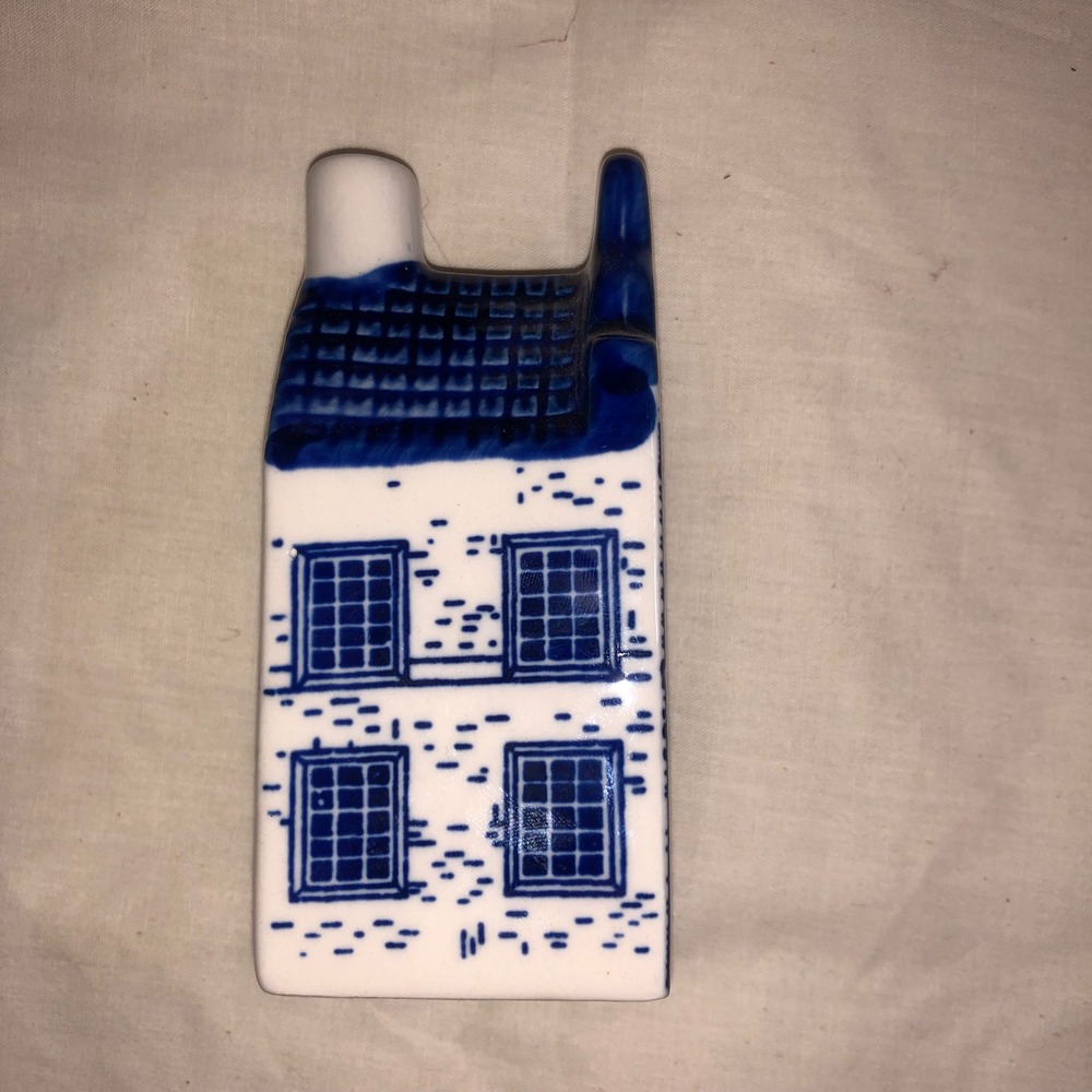 Delfts Blue Hand Painted Ceramic Canal House Miniature Bud Vase Dutch Figurine - Picture 4 of 9